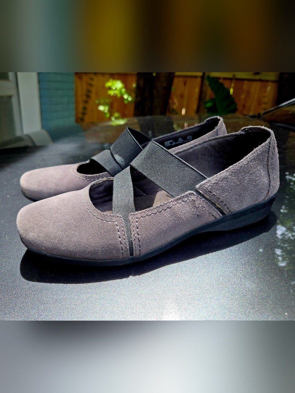 Clarks Suede Mary Jane Gray Comfort Soft Size 8M